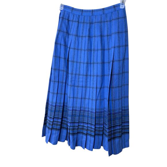 Vintage Pendleton wool pleated windowpane maxi skirt unlined size 6 - Picture 1 of 7